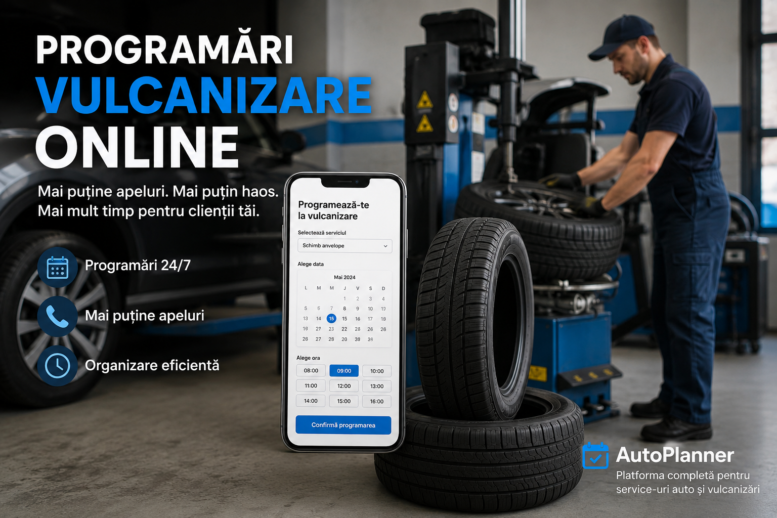 Programări vulcanizare online în AutoPlanner